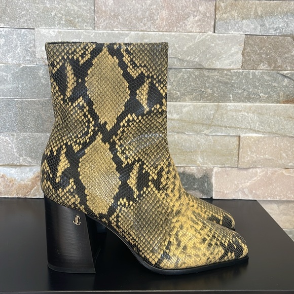 JIMMY CHOO Bryelle 85 Snake-print Leather Ankle Boots - Picture 9 of 13